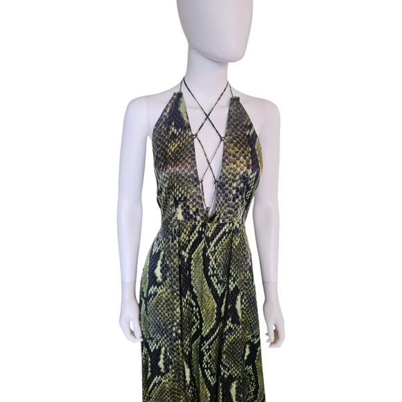 ADRIANA IGLESIAS | Snakeskin Print Halter Maxi Dress / Gown in Size EU 3… - Picture 5 of 12